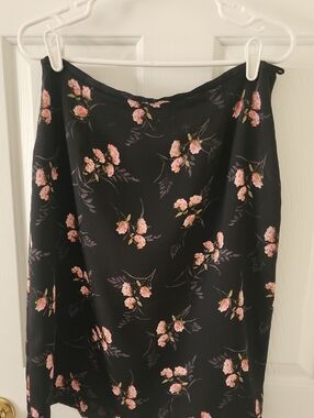 Liz Claiborne Black Skirt with Pink Floral Print